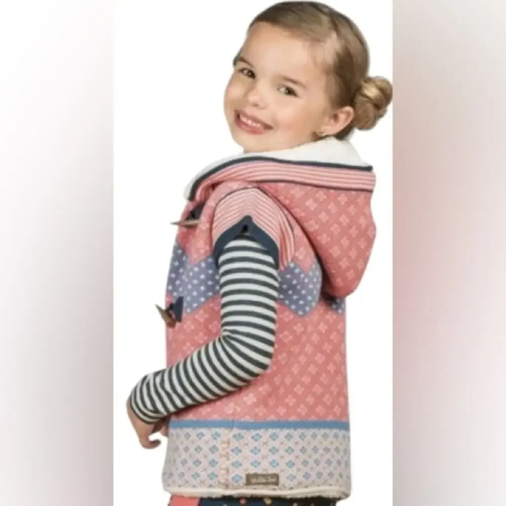 Matilda Jane Make Believe WARM HUGS Sz 10 Hood Vest Sherpa Lining Toggle Buttons